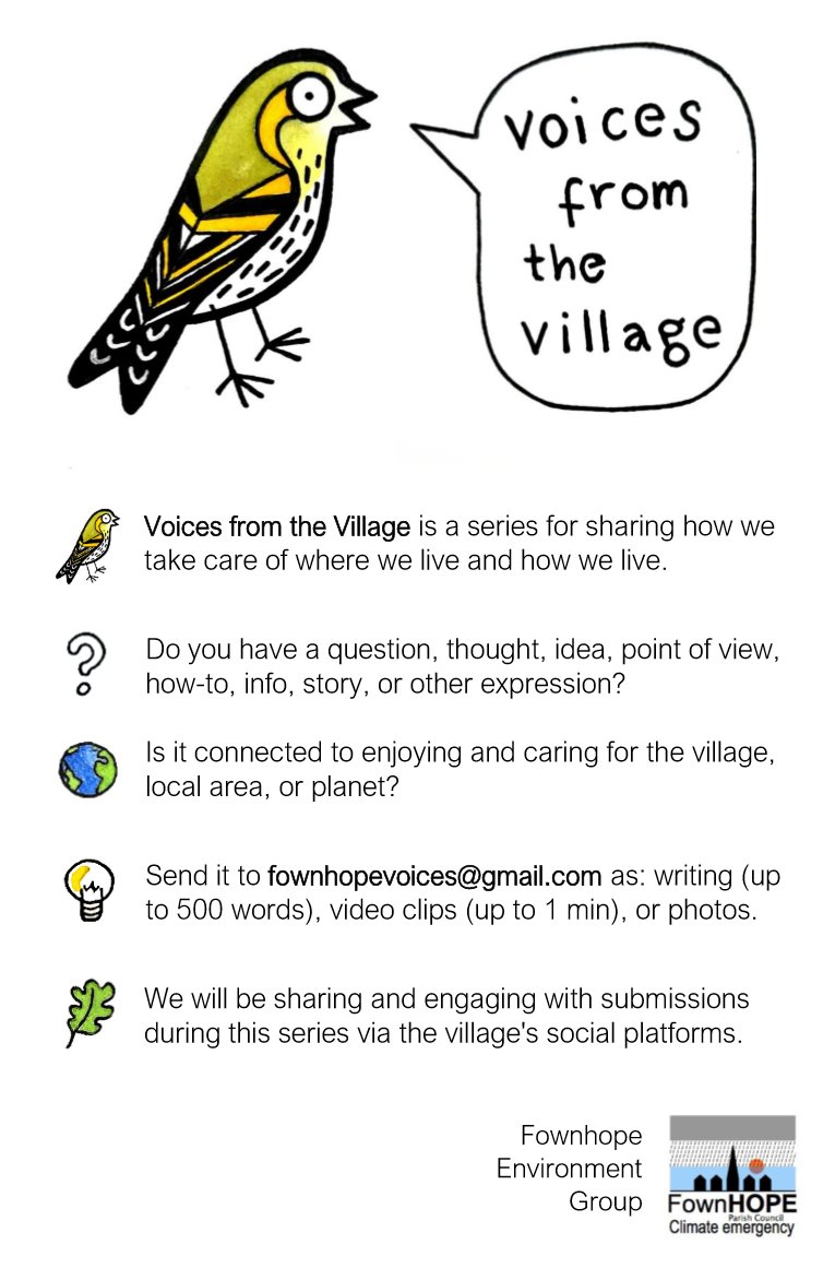 FownhopePC's tweet photo. Voices from the Village - our weekly blogs for sharing how we take care of where we live, and how we live. Here's the intro and a poem about Amy's super boots! Please share and feel free to send in your own to tell us how you are reducing your impact on the planet. https://t.co/0VVM4h4TWu