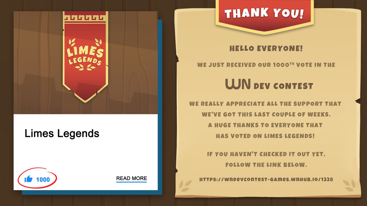ArtofDamian's tweet photo. A huge thanks to everyone that has been voting on Limes Legends at the #WNDevcontest , we really appreciate all the support! We just hit a 1000 votes, so here is a thank you note from the team😁
https://t.co/DBfzTJFHS5
#gamedev #gameart #indiegame #LimesLegends #stylized #vote https://t.co/eBA1OLiMcx