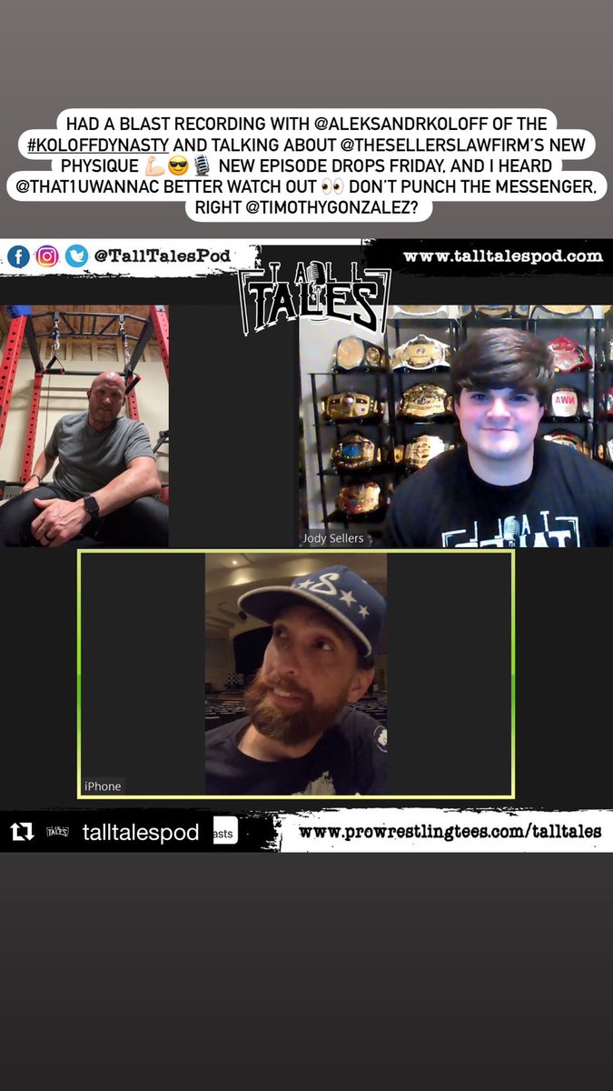 TallTalesPod's tweet photo. Episode drops tomorrow 😎🎙 @AleksandrKoloff @TimothyGonzalez @SellersLawFirm @JeffLewisNeal @NikitaKoloff1 @tankfunkadelic @JoeGallois @vincebucci @PattyForehand @MrMunch247 @WrestleMerica @WRESTLEZONEcom @theraveneffect @Frydaddy15 https://t.co/ah5yANprLg