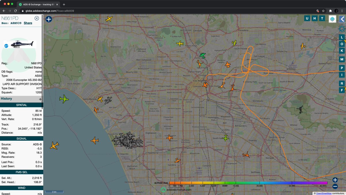 Screenshot of ADS-B Exchange for N661PD
