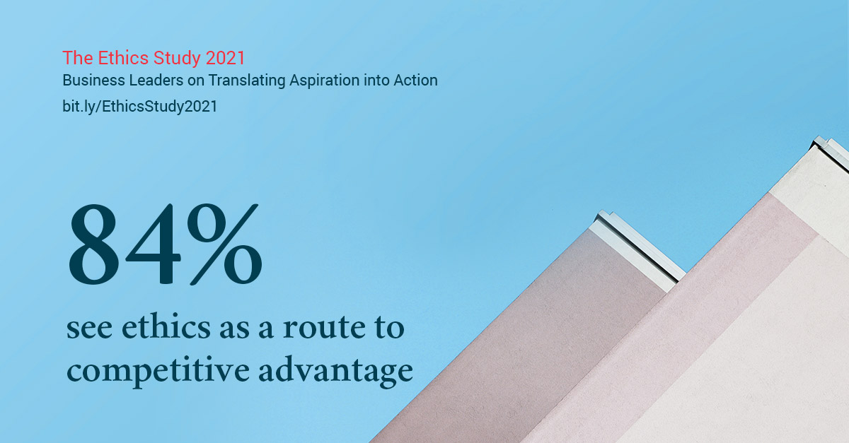 GlobeScan's tweet photo. 84% of leaders see integrating ethics as an imperative for action — and an opportunity for competitive advantage. But what does this mean in practice? Explore the #EthicsStudy, launched today: https://t.co/LVeFiw10UK https://t.co/BAknkJId1G