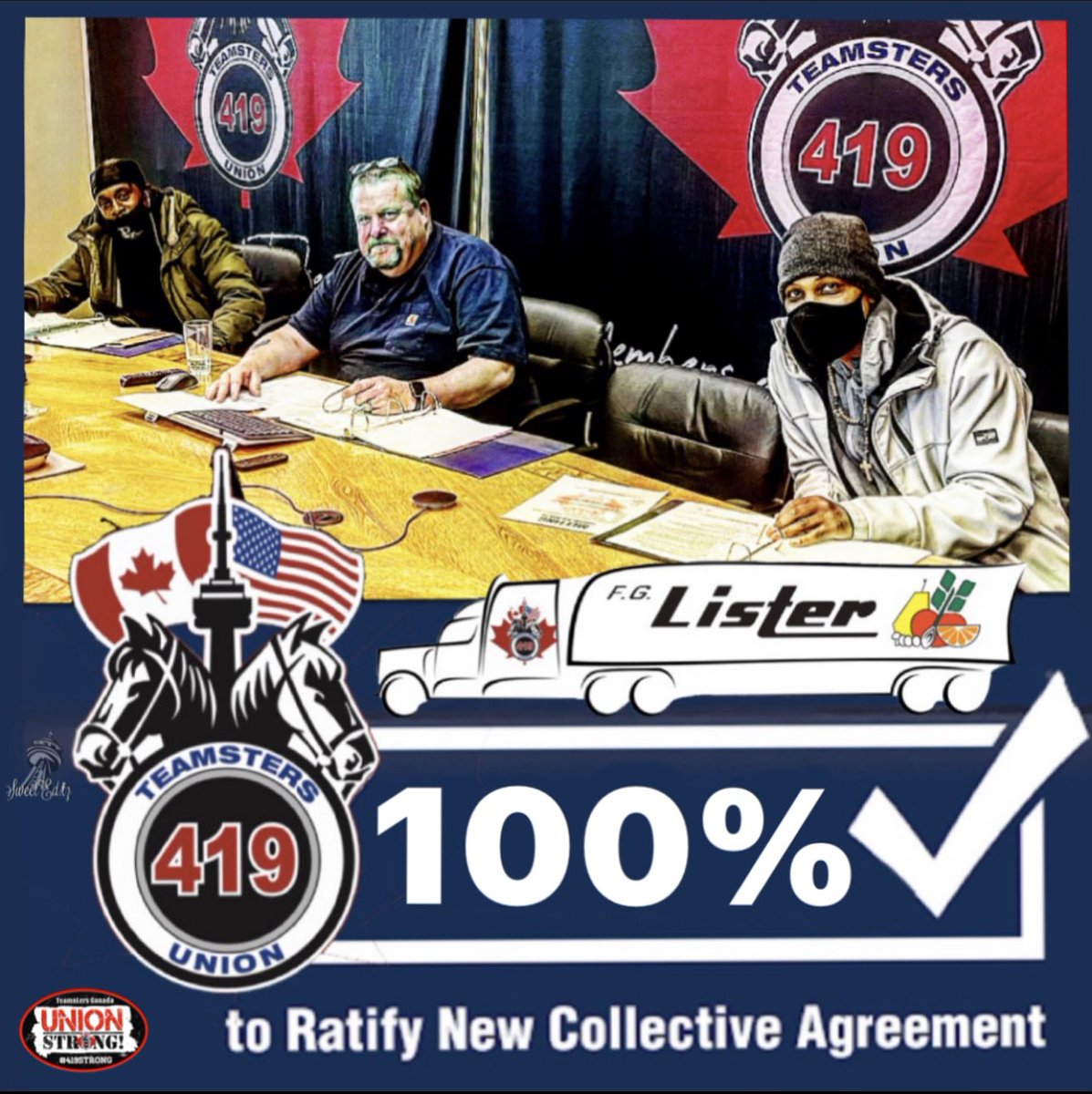 jasonsweet419's tweet photo. Members of #FGLister at the #OntarioFoodTerminal just ratified their new Collective Agreement by 100%.
Awesome Job Bargaining Team!!!
#RespectIsATeamstersContract #Teamsters
#TeamsterHorsePower βπΌ https://t.co/IYkYrOHN1f