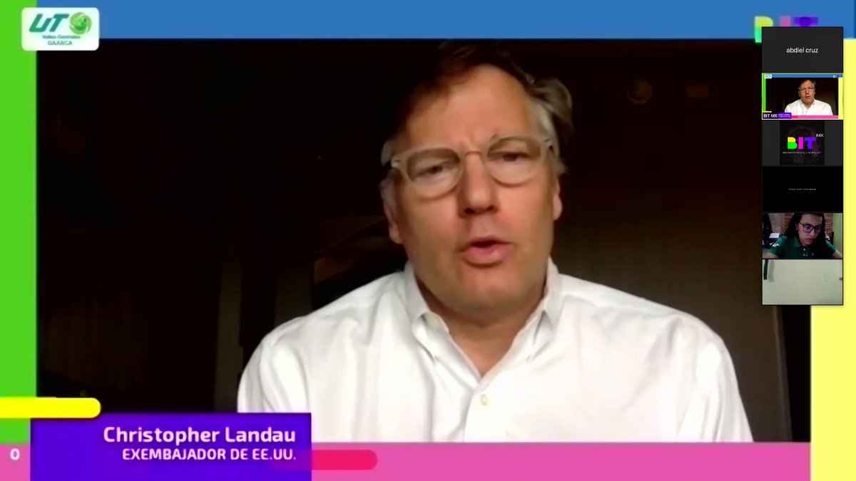 utvco's tweet photo. Participa @ChrisLandauUSA quién fungió como Embajador de Estados Unidos en México, en el @CongresoBITMX, comenta que las relaciones internacionales, son de gran de importancia, una de las cosas más importantes para las naciones, es aprovechar las tecnologías.
#CongresoBIT https://t.co/Oc2YqHU4Re
