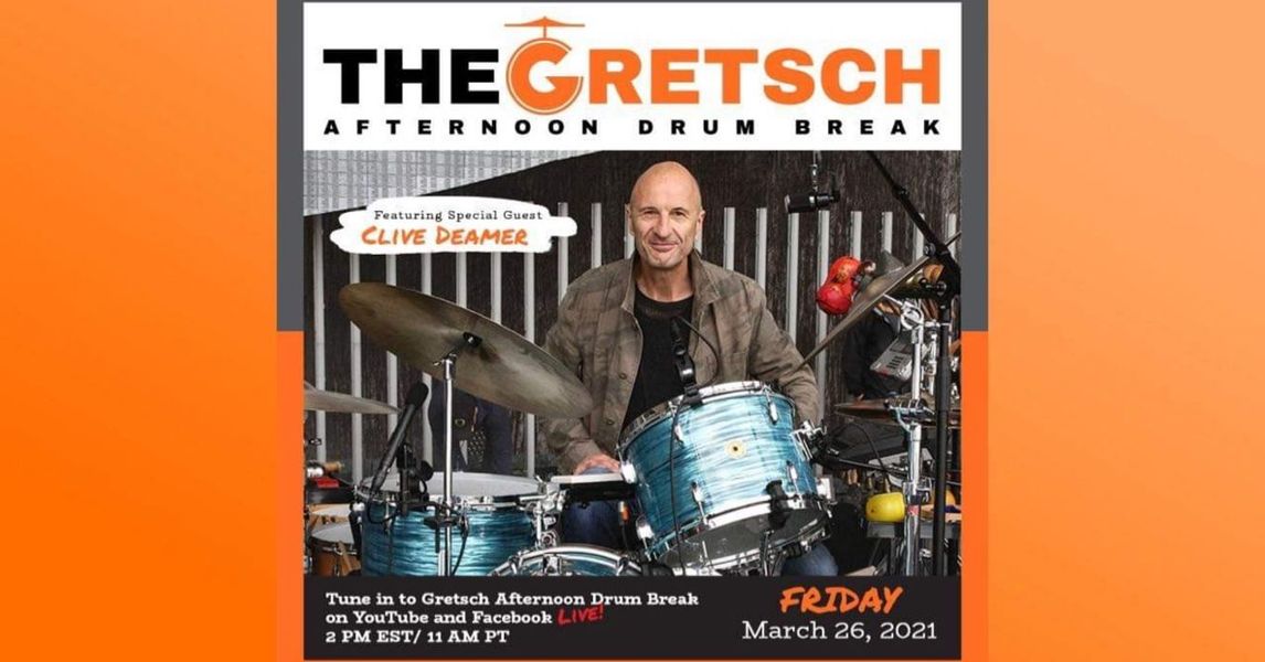 gretsch's tweet photo. Tune in tomorrow, 3/26, when @NeilLafortune chats with legendary UK drummer/percussionist & #GretschDrums
artist Clive Deamer, live on Facebook & YouTube, 2pm EDT / 7pm UK time. #clivedeamer #radiohead #portisheadmusic #robertplantofficial https://t.co/SrRYYkudSv https://t.co/0Ex8RBzbBA
