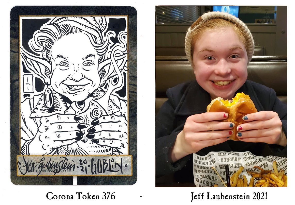 IllustratorJeff's tweet photo. It's Thursday again. Today's drawing - #CoronaToken #376 brings joy,humor and a tasty fresh bluegil to the goblin gang. Wait your turn... panfish are delicious and fun to catch. =) #StarCityGames, #MTG, #MTGcustomToken, #Goblin #GoblinToken #CFB https://t.co/LUDdoOI5S6