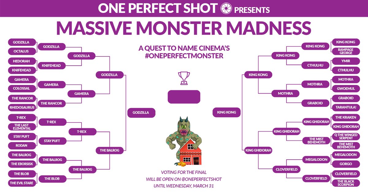 One Perfect Shot presents the One Perfect Monster bracket. It all comes down to the final matchup: Godzilla vs. King Kong.