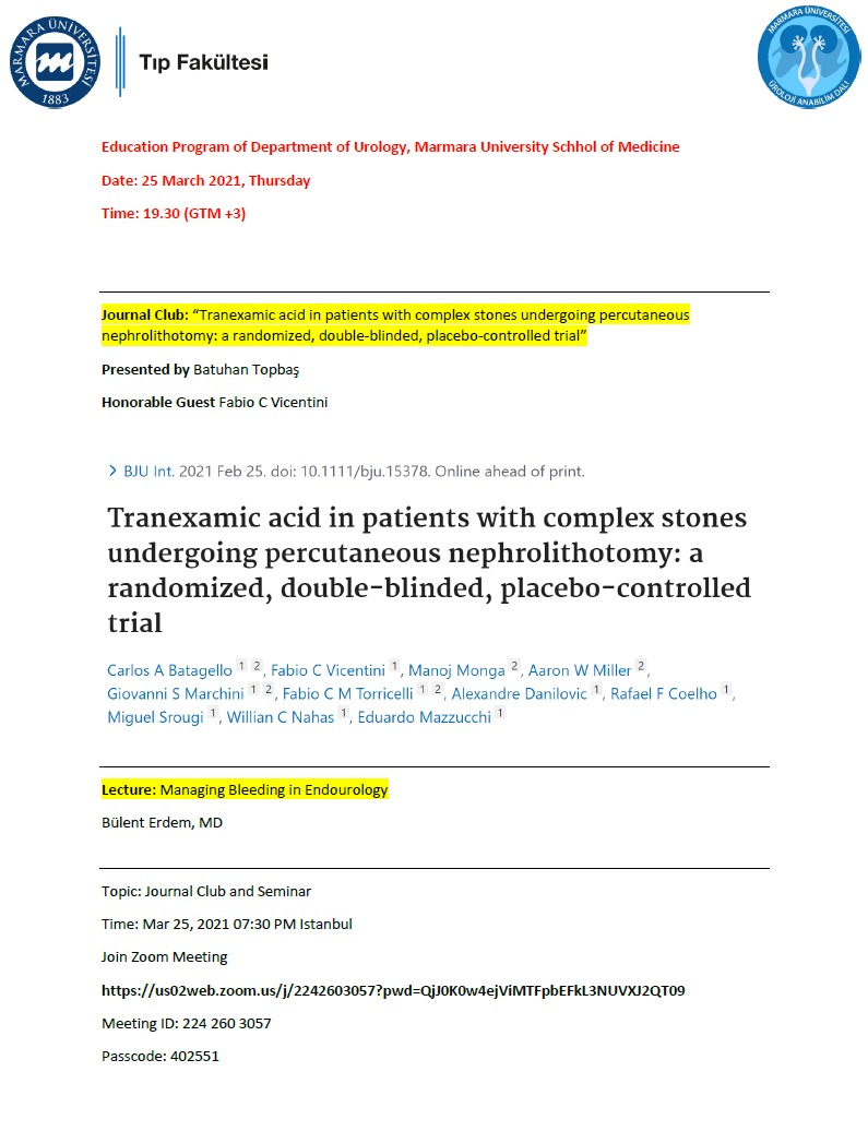 Fabio Vicentini It Was My Pleasure Ytanidir Hope This Information Spreads Through Turkey And Other Countries Endourologists Must Know How Important Tranexamic Acid Can Be Endo Society Batagellouro Eduardomazzucc1 Hospitalhcfmusp