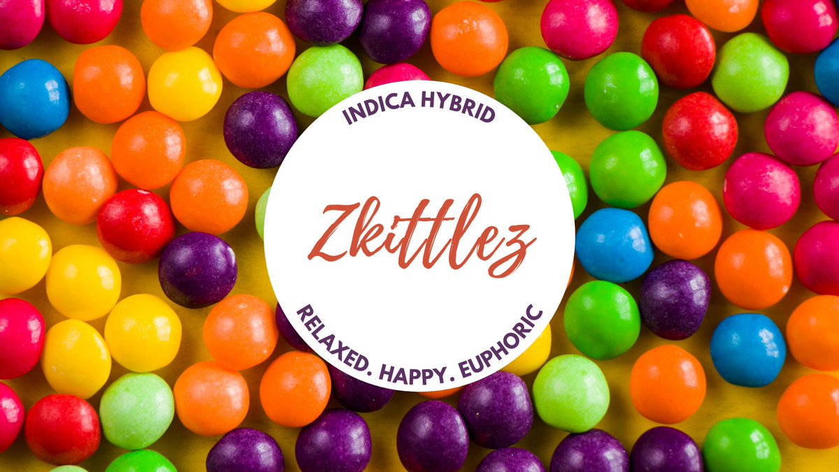 TroveCannabis's tweet photo. #strainhighlight Zkittlez: Grape Ape x Grapefruit. A sweet and fruity flavor packed strain. The high starts in the head and slowly moves throughout the body. 🌈 https://t.co/ELOVIaRhQq