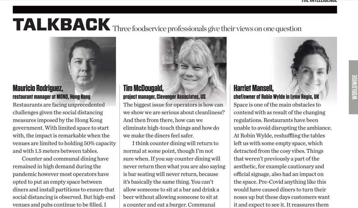 How will Covid change the restaurant experience? Clevenger Associate's Senior Project Manager &amp; BIM Coordinator, <a href="/TerribleTim68/">"Terrible" Tim McDougald</a>, weighs in with his thoughts in the most recent edition of Foodservice Consultant! 

fcsi.org/.../2021/03/FC…
(page 17) 😉

#covid #foodserviceconsultant