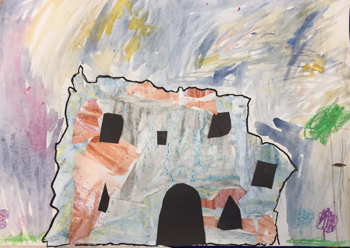 JaneCarlisleArt's tweet photo. So delighted with the results of the ruined castle art project done with #ks1 children! Influenced by the watercolour skies of @ianscottmassie and mixed media castles of Adam King, each 4-6 yr old has created an individual artwork to be proud of 👌 #kidsart https://t.co/wi9RBboGRL