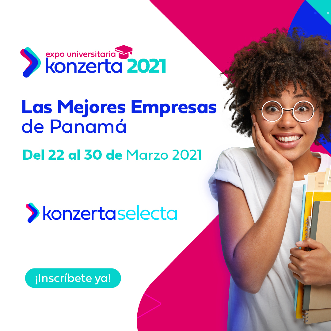 Konzerta Selecta se encarga de conectar empresas con nuevos talentos, realizando el servicio completo de reclutamiento y selección empresarial.  

Cuenta con más de 30 ofertas de empleo para conocer los detalles te invitamos a seguir el siguiente enlace expouniversitaria-konzerta.com