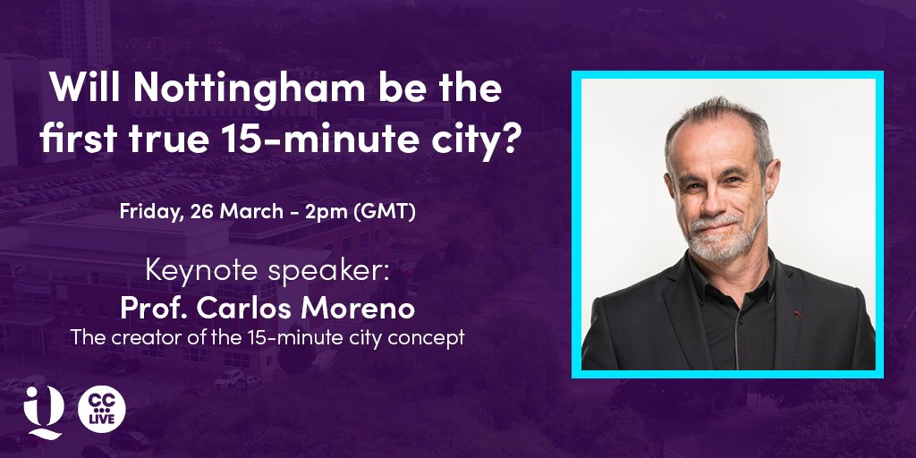 1️⃣ day to go until our #15MinuteCity #CCLive special, featuring @CarlosMorenoFr, @UoNEngineering’s @luceliataranto, @leewalker_23 of @TheNottmProject and @BioCity’s CEO @tobyjbreid.

Register now and tune in from 2pm tomorrow: us02web.zoom.us/webinar/regist…