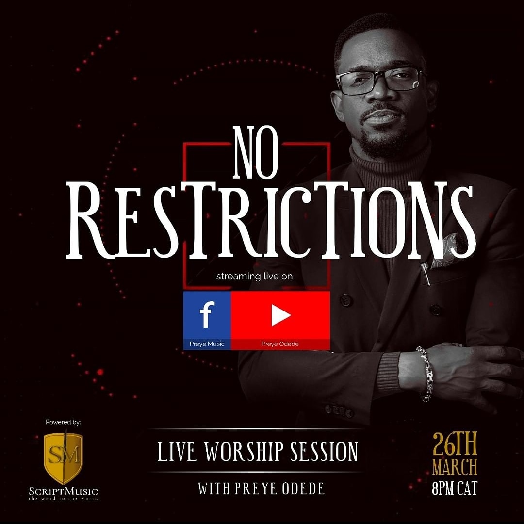 amozsound's tweet photo. Guys please, join @preyeodede Live worship session "No Restrictions" tomorrow. Yours truly on the mix. Link on his page Preye Music
Powered by @scriptmusic_
Stream and be blessed.
#soundengineering
#audioengineerlife
#livestream
#thursdayvibes
#amozsound
#amoz https://t.co/M5k2MClZms