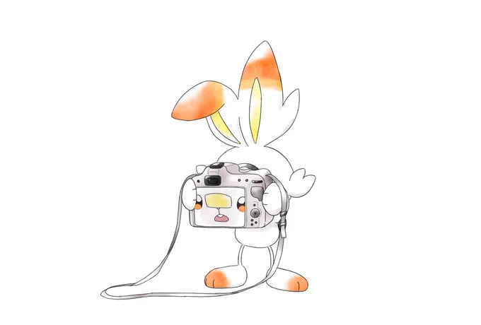 カメラの使い方が分からないヒバニーを描きました 