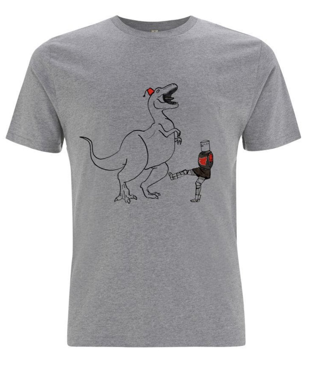 boyparker's tweet photo. T-Rex vs Black Knight. Who wins?  

#BrightonIllustrators #HeatherCogle #tshirt #trex #knight #organiccotton #Illustrator #illustrationartists https://t.co/RZlJzl1zsa https://t.co/YZubchS24E