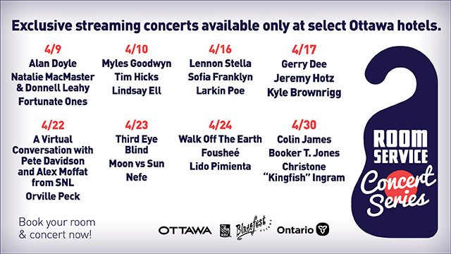 Ottawa_Tourism's tweet photo. We’re excited for today’s launch of the Room Service Concert Series: An Ottawa Hotel Exclusive! 🎵🎤 Stay at one of 20 participating hotels and enjoy exclusive performances broadcast directly into your room! Check out the dates &amp; lineup here 👉 https://t.co/OYnxHX7ImN #MyOttawa https://t.co/0Gw1YF7MLY