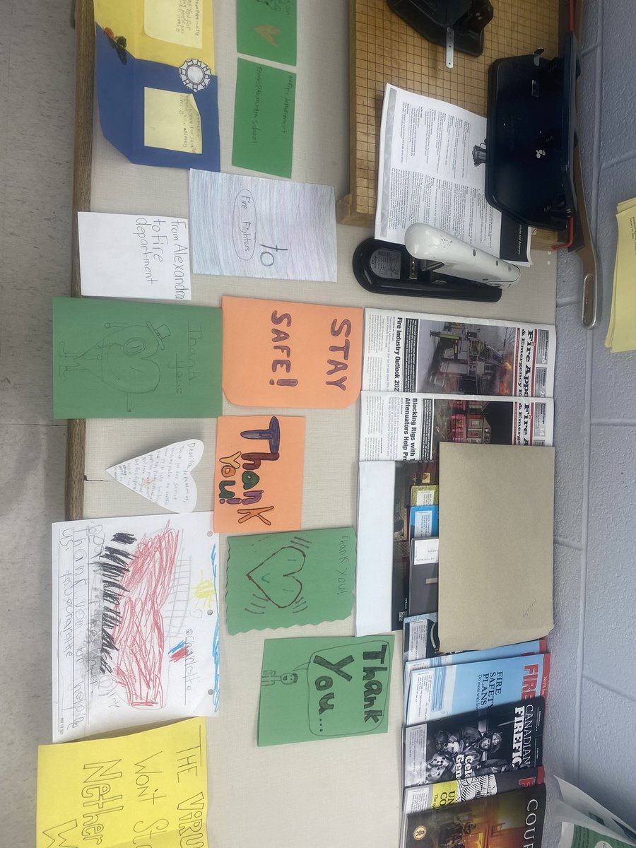 IAFF531's tweet photo. Big thanks to the kids of #alexandraschool @BluewaterDSB Lots of cards and pictures for our members! We love getting these! ❤️ https://t.co/3Er8kiblmp