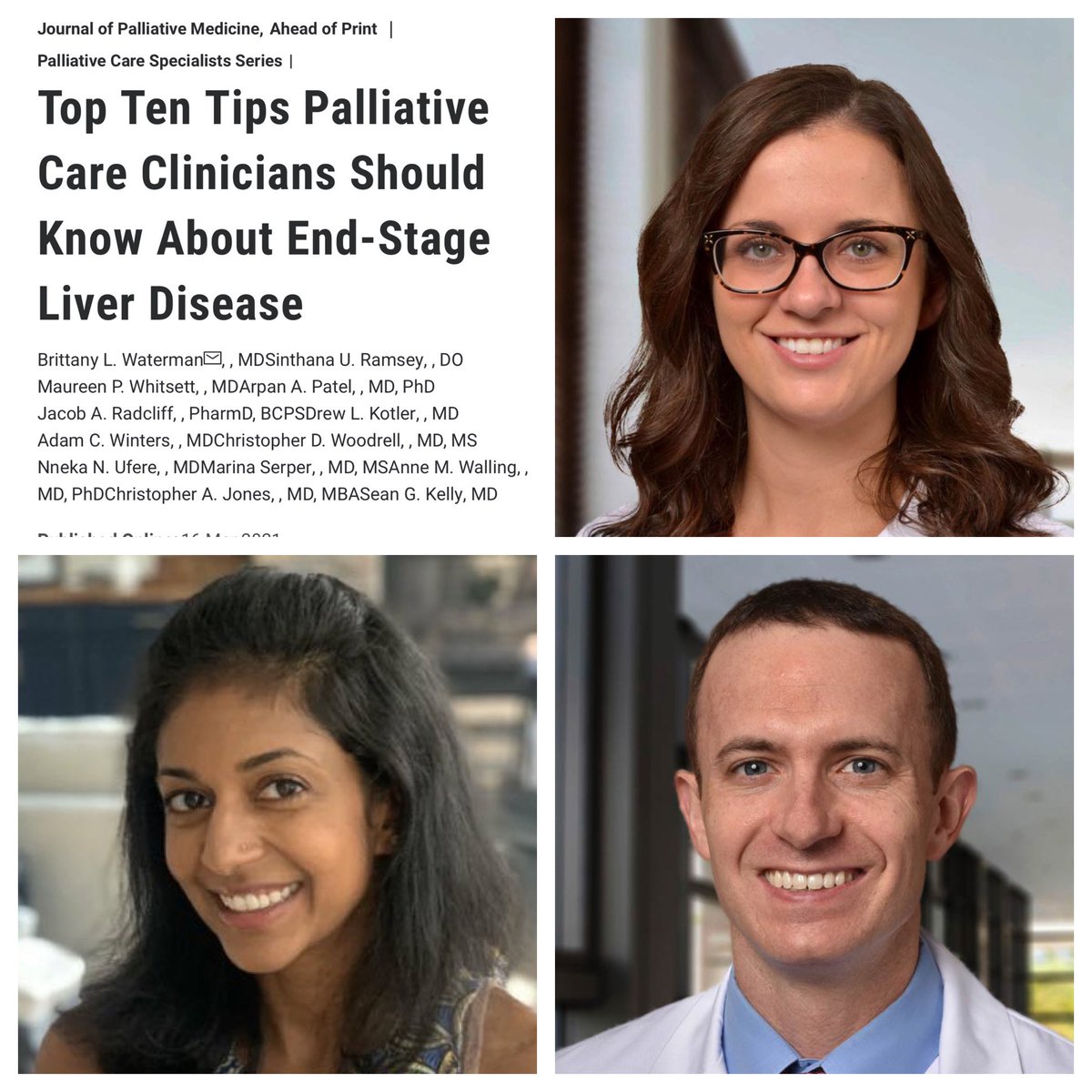 OhioStatePalMed's tweet photo. Great leadership @bl_waterman Top Ten Tips about End Stage Liver Disease.
Co-authored by our Fellow @sinthu17 and GI colleague Sean Kelly, MD.
@OSUWexMed

We know @sinthu1 will be a great addition to @PittPallCare next year and do amazing things! https://t.co/LiXaau0CVx