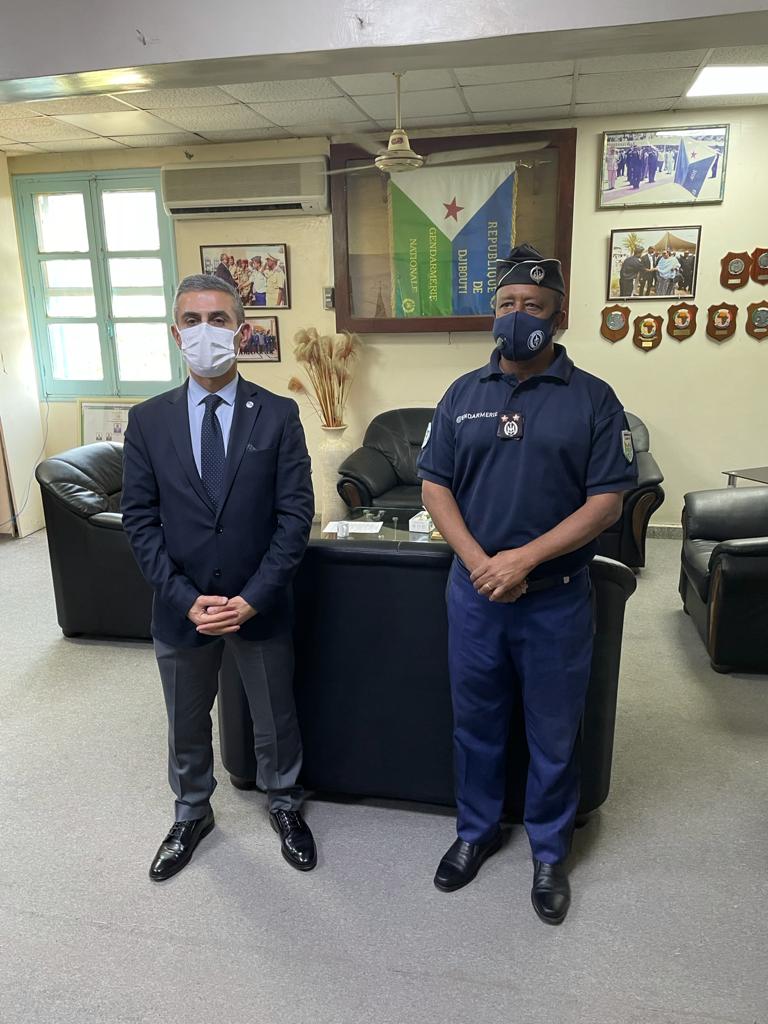UNPOL's tweet photo. A @UNPOL team led by Mr. Yenigun is conducting a pre-deployment visit to Djibouti. The team met with the Chief of the Gendarmerie who underlined the commitment and readiness of the FPU to be deployed to @UN_CAR. Thank you #Djibouti for your support to @UNPeacekeeping. #A4P https://t.co/HCWEj245AI