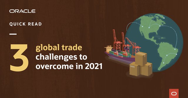 JACredland's tweet photo. .@SCMOracle shares the 3 global trade challenges to overcome in 2021 and the technology that can help you get there. #SupplyChain https://t.co/95GcFwPAV4 https://t.co/ZWcTjvTnBh