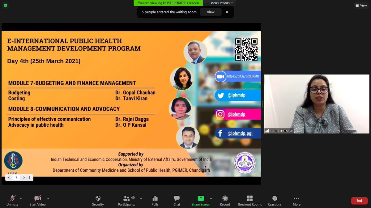 iphmdp's tweet photo. Dr. Kritika Upadhyay greeting and briefing the agenda of 4th day of ongoing online 8th E-IPHMDP organized by #PGIMER in support with
@ITECnetwork under the @meaindia1
@Dr__Kritika @PMOIndia @DrSJaishankar @PMOIndia @indembcam @IndiainKenya @Indembarg #PHMP https://t.co/eDGNaxFRAE
