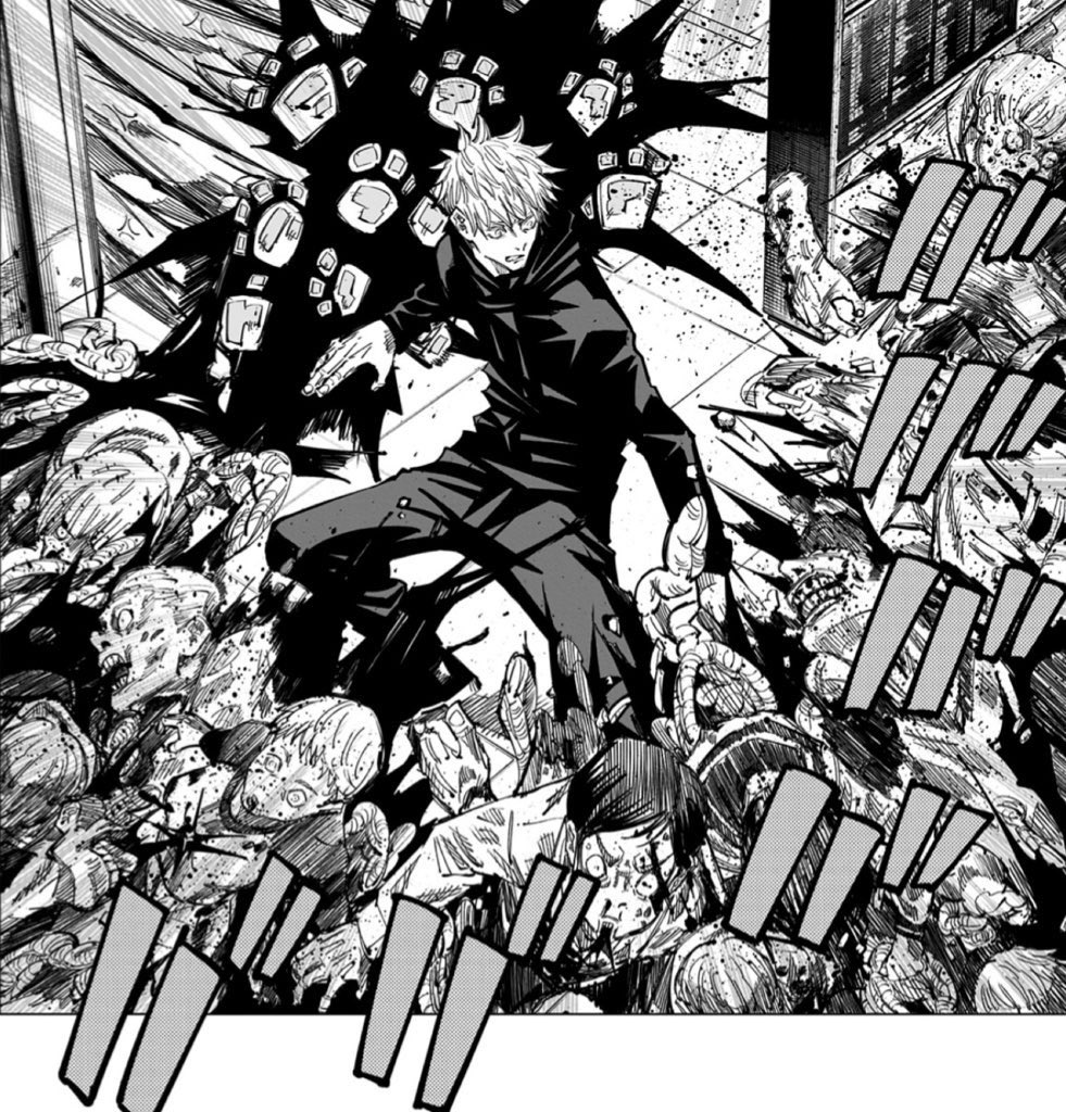 kaikaikitan's tweet photo. Gojo’s panel redraw in ch.89 (left: magazine, right: vol.11) https://t.co/rJbKVreD8U