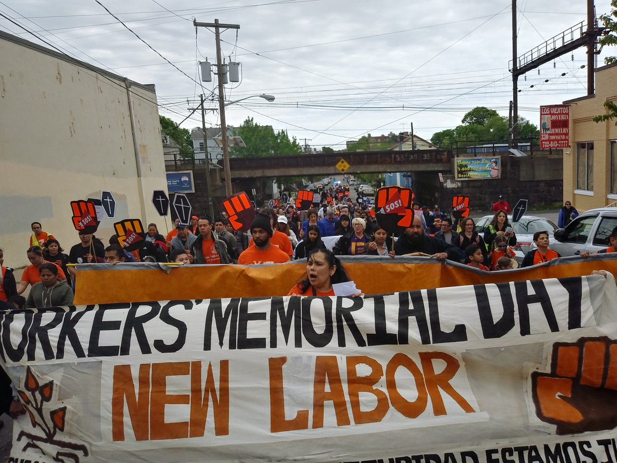 NewLabor's tweet photo. #IWMD We march April 25 for #WorkersMemorialDay & #Right2Refuse unsafe work. #NotOneMoreDeath #NiUnaMuerteMas. #ClimateJusticeisWorkerJustice #OSHA standard 4 #COVID19. Vaccine equity! https://t.co/KV1b4SdBHz @NationalCOSH @NJWEC @LWC_workers @WindofSpiritNJ @MaketheRoadNJ https://t.co/aynrDe10cm