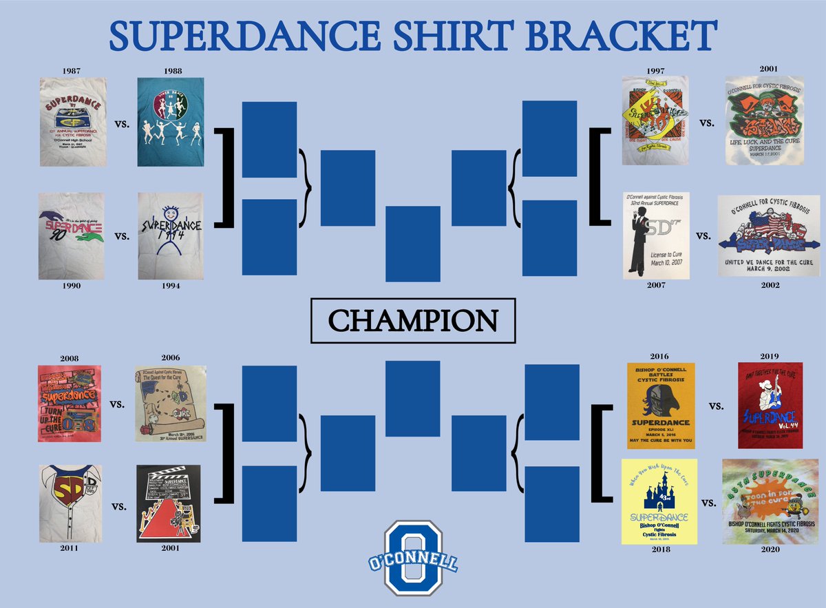 OConnellHS's tweet photo. March Madness: Superdance T-Shirt Edition!
After 45 years of Superdance and at least 35 years of t-shirts, we have narrowed the field to present our Sweet 16... now it's time for YOU to vote for the best shirt!

Follow us on Instagram (https://t.co/nOyaBbTlLb) to cast your vote! https://t.co/5WcCjfPlWy