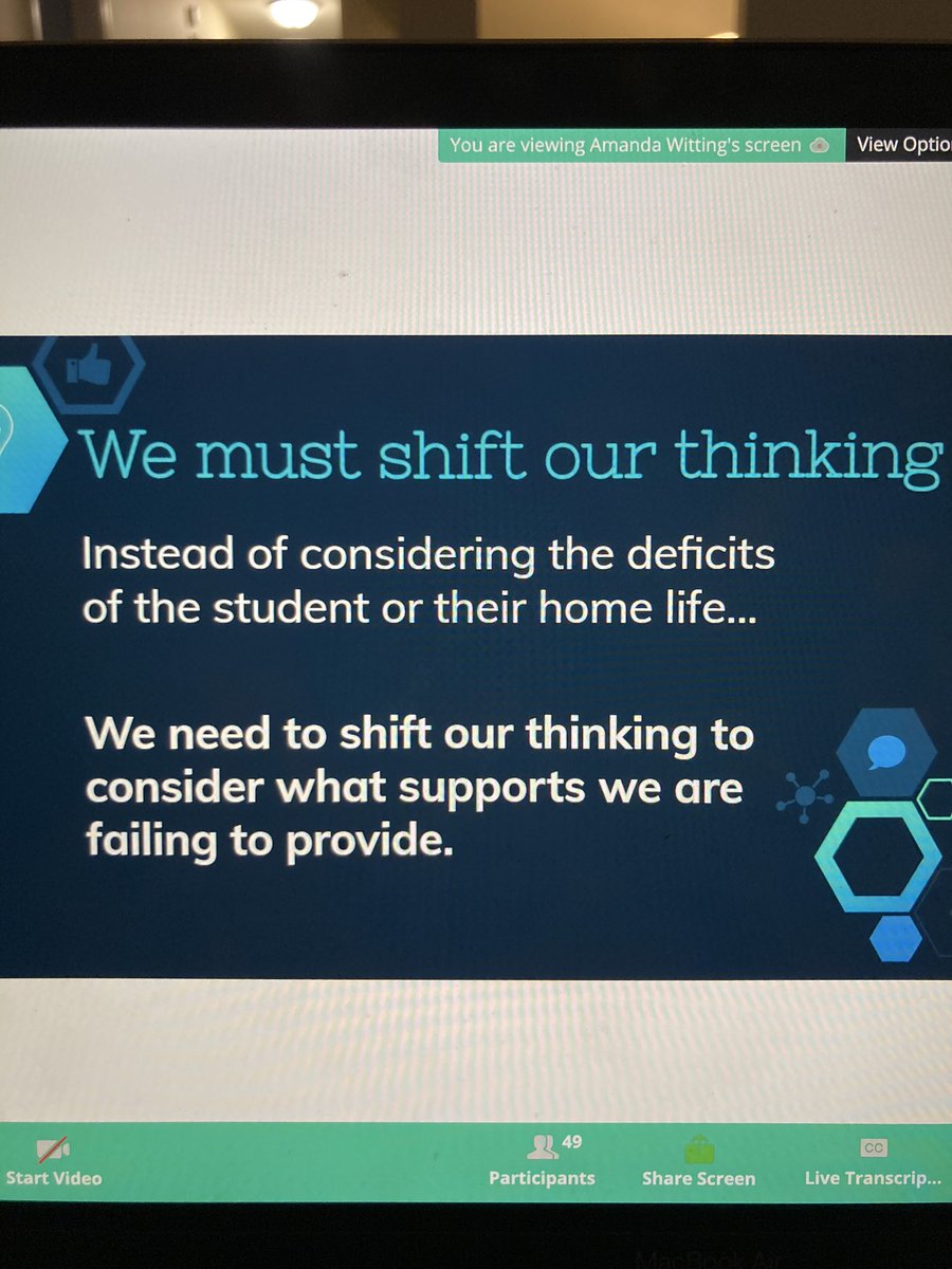 NicoleCappsNKC's tweet photo. First session of the day: Reframing Deficit Thinking and Implicit Bias to Improve Efficacy and Take Action within an MTSS Framework. We need to reflect where we are and make changes to have a more strength-based approach. #MOSchoolPsychsCan #collabconf2021 @MOSchoolPsych https://t.co/tJXKku0nV9