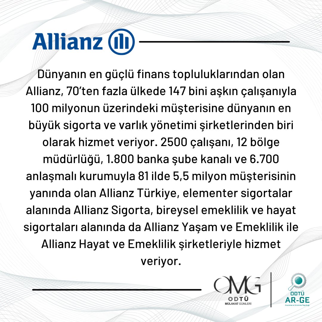 Sigortacılık sektöründen Allianz 17-18 Nisan’da OMG’de!

Başvurular çok yakında, takipte kalın!
#odtumulakatgunleri #omg2021