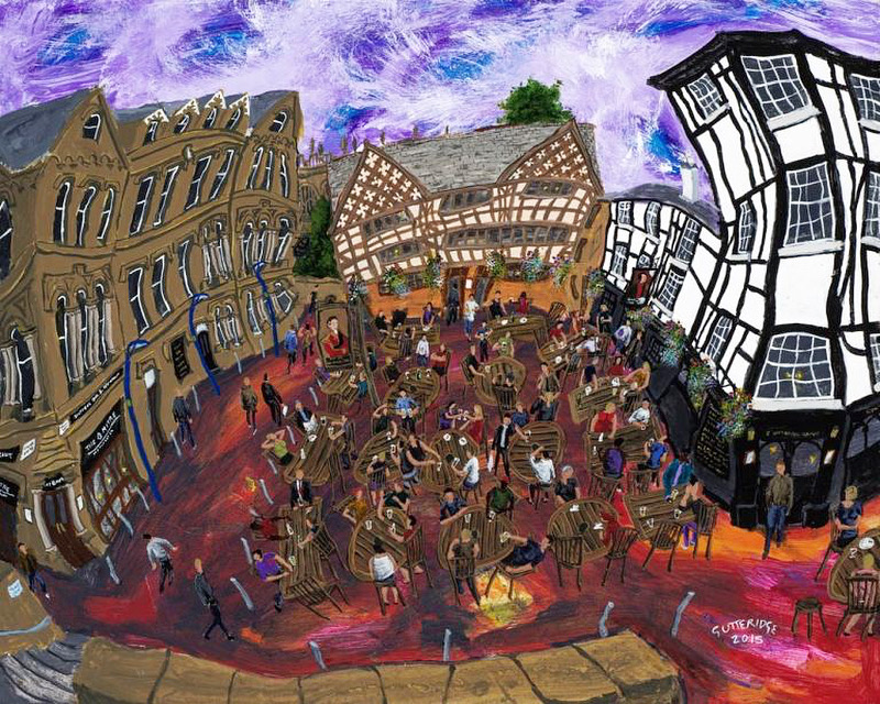 An all time favourite of Michael Gutteridge’s - ‘Shambles’, with the famous Sinclairs Oyster bar to the right, the best boozer in town AND a beer garden to die for🍺🙌🏽 

Head to our website for more info👌🏽

#manchester #manchesterart #manchesterartist #manchesterartprints