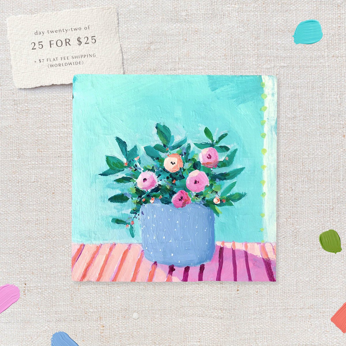 slowlygathered's tweet photo. Here’s today’s Mini painting with a striped tablecloth to celebrate spring #minipainting https://t.co/AJk54Swz6F #celebratespring https://t.co/v48dB8BNFh
