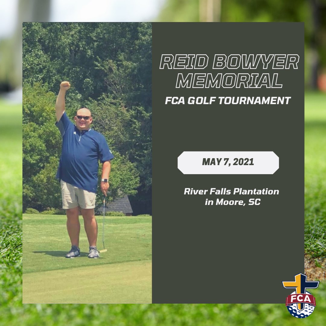 Mark your calendar for May 7 ⛳️

Consider joining us for our Annual FCA Golf Tournament, but this round is special. We want to commemorate the life of Reid Bowyer by naming our annual golf tournament in his memory. 

Link to register: fca.regfox.com/2021reidmemori…

#fca #fcapursue