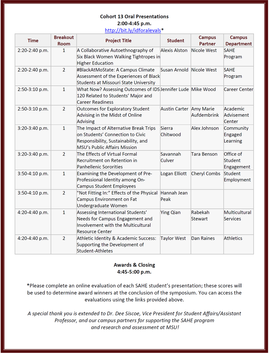 msu_studentaffa's tweet photo. The @MOStateSAHE Assessment Symposium is taking place today, virtually. Please join us via Zoom at https://t.co/uXWjeZngh8 (be sure you have installed that latest Zoom update prior to the event). https://t.co/eCzjYdhFas