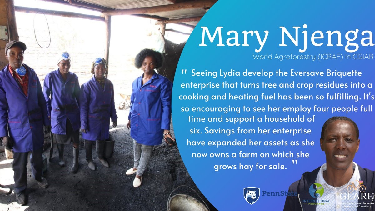 GearePsu's tweet photo. @marynjeng is currently a research scientist at the World Agroforestry (@ICRAF), in Nairobi, Kenya. She participated in Penn State’s first Gender Research and Integrated Training program. Since then, she has been a collaborator on projects focusing on gender implications of (1/2) https://t.co/xnVyrjvShF