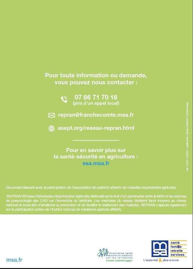 AseptFCB's tweet image. Le saviez-vous ? 10% des travailleurs agricoles sont atteints par des #pathologiesrespiratoires. 
Le #REPRAN est un réseau qui accompagne les patients et conseille les professionnels sur ces pathologies.
+ d'info : urlz.fr/feRp