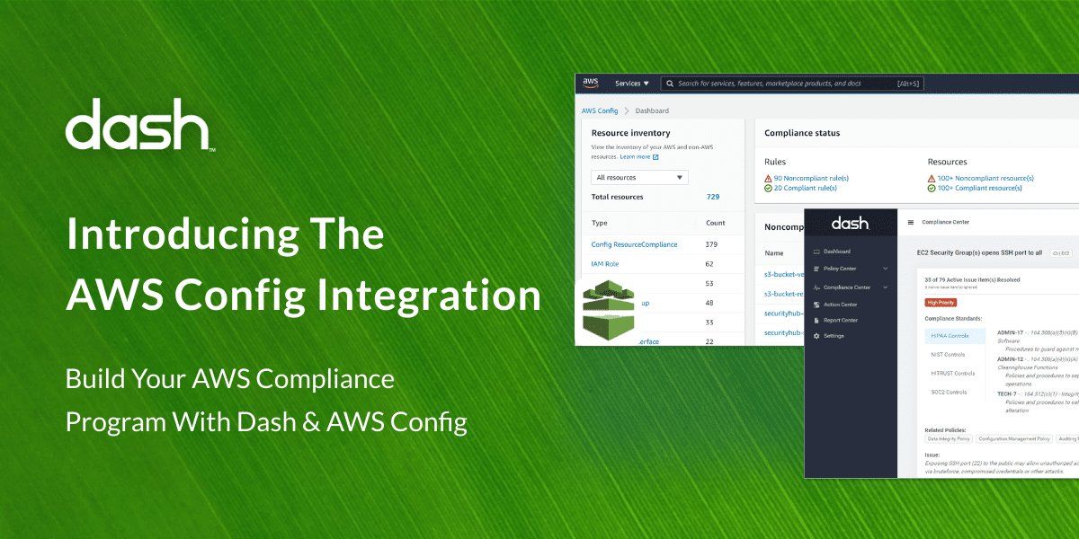 dashsdk's tweet photo. Introducing Dash ComplyOps Integration of AWS Config. Build HIPAA, SOC 2, HITRUST compliance programs in AWS with Dash and Config. https://t.co/qE2LYo7RKb
#aws #cloud #infosec #cloudsecurity https://t.co/7mxzCjQxwe