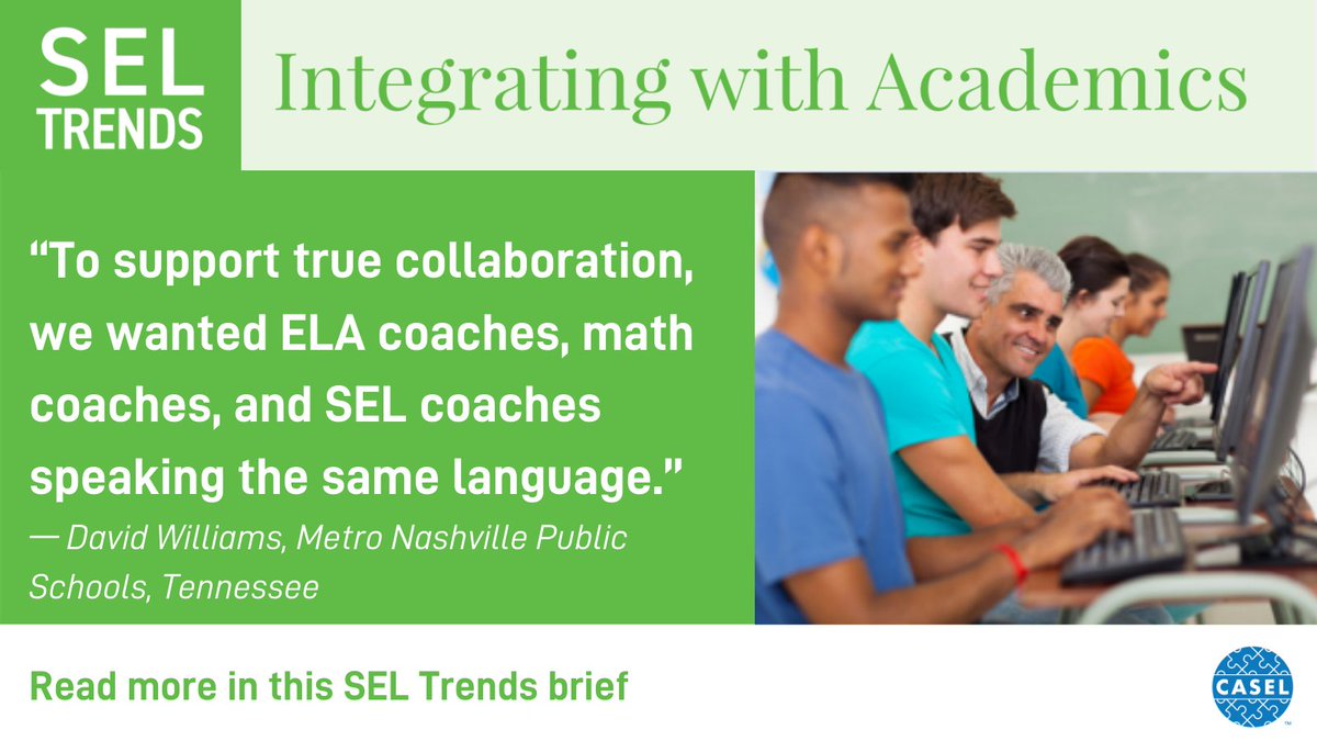 caselorg's tweet photo. #ThinkpieceThursday: As school districts systemically implement social and emotional learning (#SEL), integrating SEL with instructional practices &amp; academic content has become a growing priority. Read more: https://t.co/IPNnoqqrkK https://t.co/U850u4UdGg