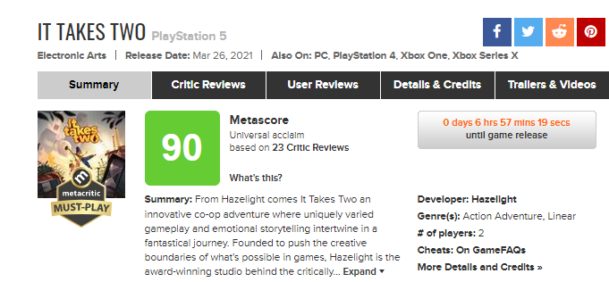 It Takes Two - Metacritic