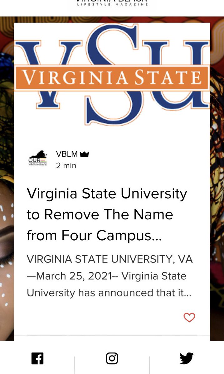 VABlackLifeMag's tweet photo. βThe VSU Board of Visitors recently approved the removal of signs identifying Byrd Hall, Eggleston Hall, Trinkle Hall and Vawter Hall.β
Read it all hereβ> https://t.co/yMxVh5rqOq
#OurNarrativeMatters
#HailState π§‘π
#thevablacklifestylemagazine
#VBLM https://t.co/Huc06OEQYW