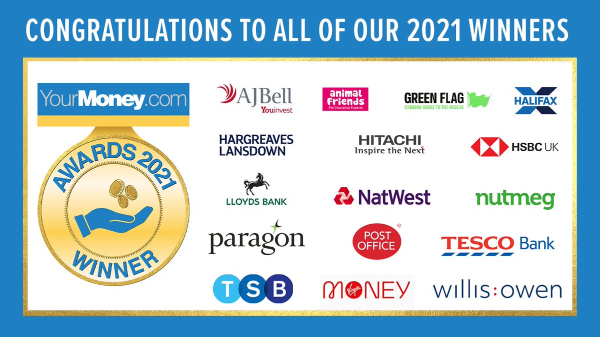 Congratulations to all our YourMoney.com Award winners today - very well deserved in a challenging year! #YMA2021