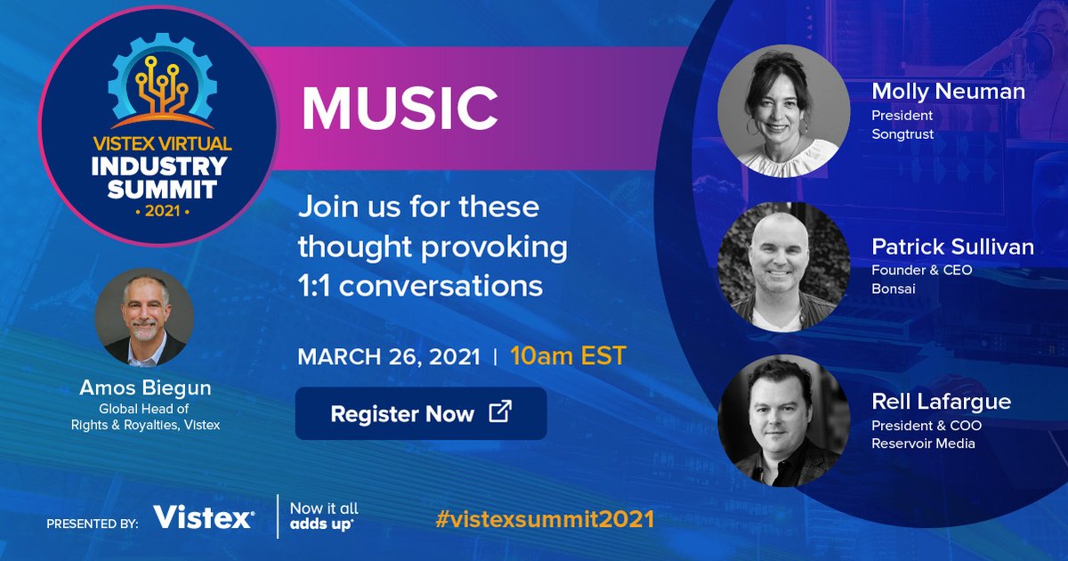 VistexMusic's tweet photo. Last day to reserve your spot for #Vistexsummit2021, March 26th. We are excited to introduce a lineup of incredible Guest Stars and a peek into the latest  #Vistex #cloudsolutions for rights and #royalties. Save your spot! https://t.co/ulDBmmzVtN #music #musicindustry  🎧🎸 https://t.co/mphTY977n1