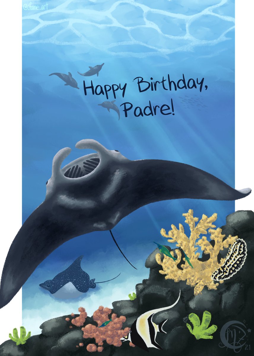 cfaime_art's tweet photo. Finished for my dad’s birthday today including some of his favorite critters to see while scuba diving! https://t.co/BapftSU0nN