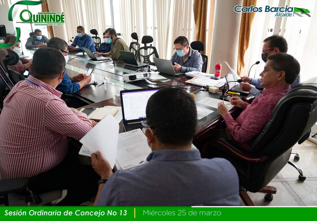GADQuininde's tweet photo. Sesión Ordinaria de Concejo No 013, estuvo presidida por el alcalde @CarlosBarciaM, un concejo municipal que trabaja en unidad, por el bienestar de los quinindeños. 

#SíPodemosQuinindé 
#CarlosBarciaAlcalde 
#AdministraciónMunicipal2019_2023 https://t.co/4QgjsdNVZ1