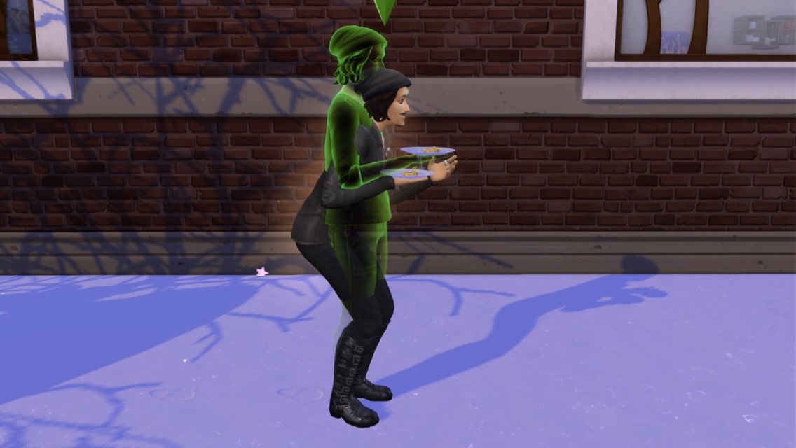 jd_author's tweet photo. #Sims lets me not only create @black_killian but allows for meta moments like this. He didn't become a ghost eating in the book, though. https://t.co/nD9X2EmGuj