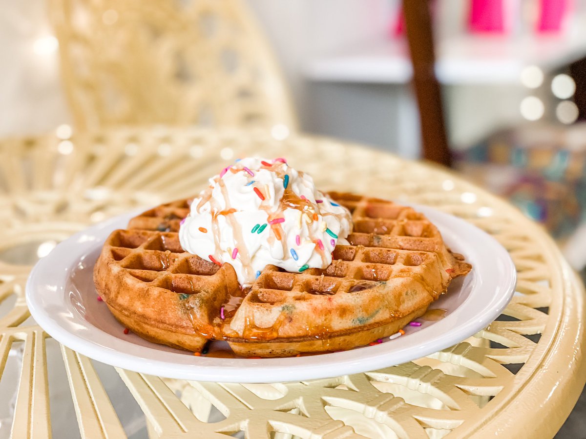 TODAY ONLY!! Celebration waffle! Get it while it’s hot! 🥳🧇💕 #internationalwaffleday