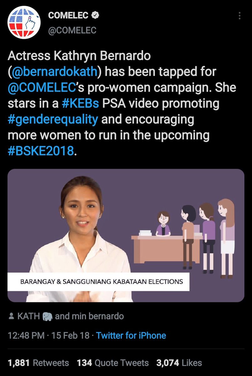 became the ambassadress of comelec's pro-women campaign!! 

this is free btw,, di sya paid dito huhu! BEST GIRL! 🤍