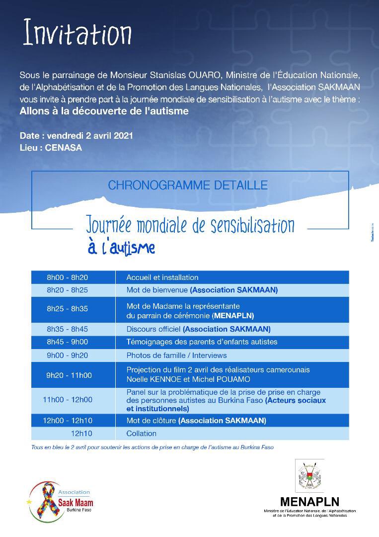 LwilliEvent's tweet image. L’autisme n’est pas une maladie mais un trouble neuro-développemental. L’association SAAKMAMM  vous invite ce  2 avril au cenasa à l’occasion de la journée mondiale de sensibilisation à l’autisme pour en savoir plus...