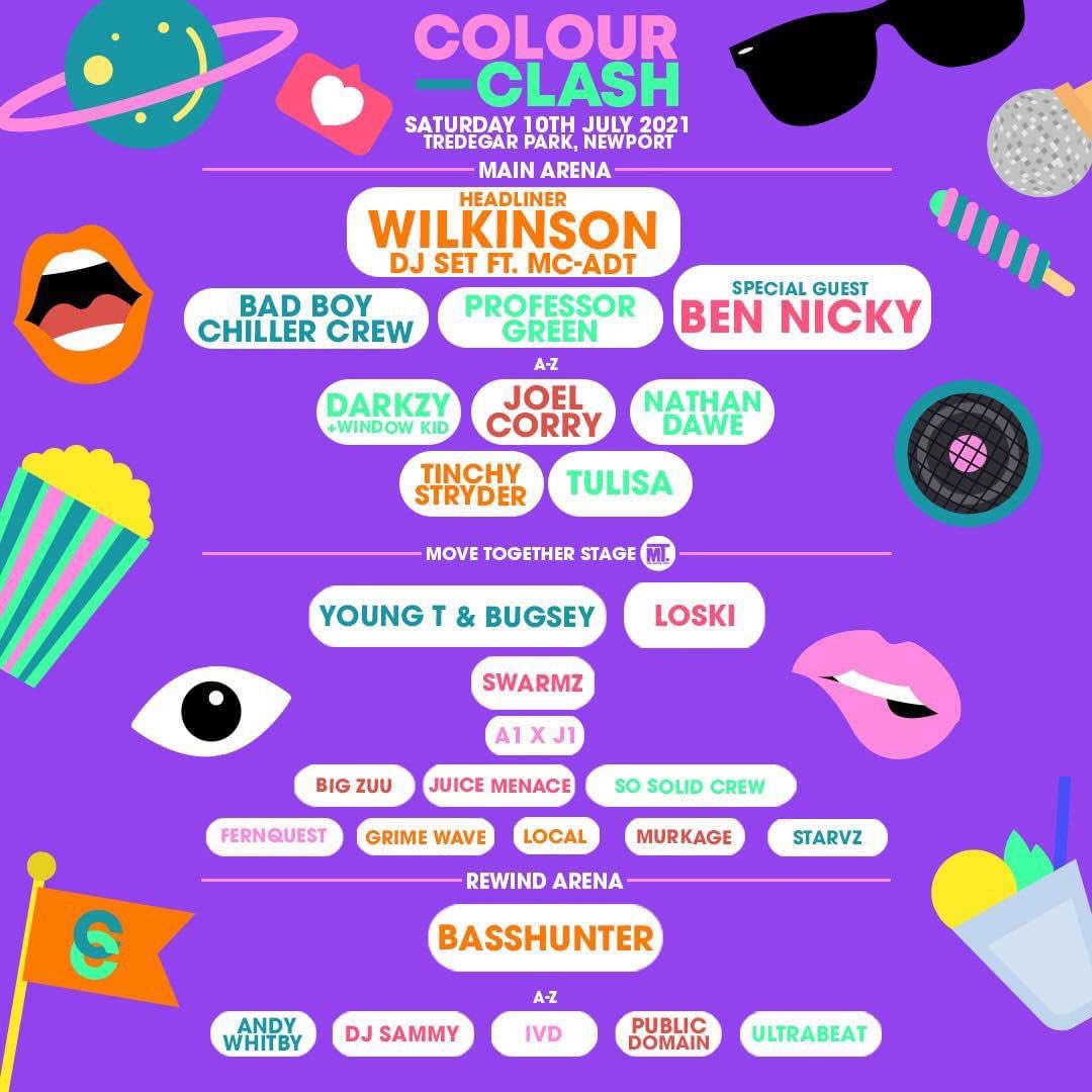The Colour Clash 2021 Line Up Is Here 🔥
We’ve added these HUGE names 👇🏻

FINAL 1000 TICKETS ON SALE 12PM TOMORROW, THIS SHOW WILL SELL OUT. SIGN UP HERE >> colour-clash.co.uk/book-tickets/