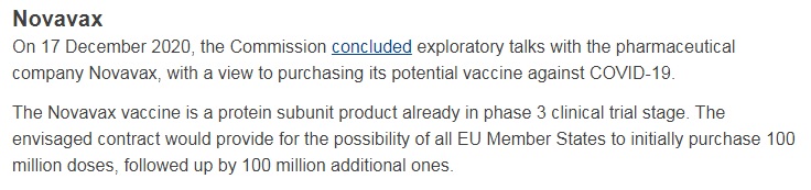 Just a reminder that the UK placed an order for 60 million Novavax vaccines last August.

The EU are yet to conclude their order for a total of 200 million doses...